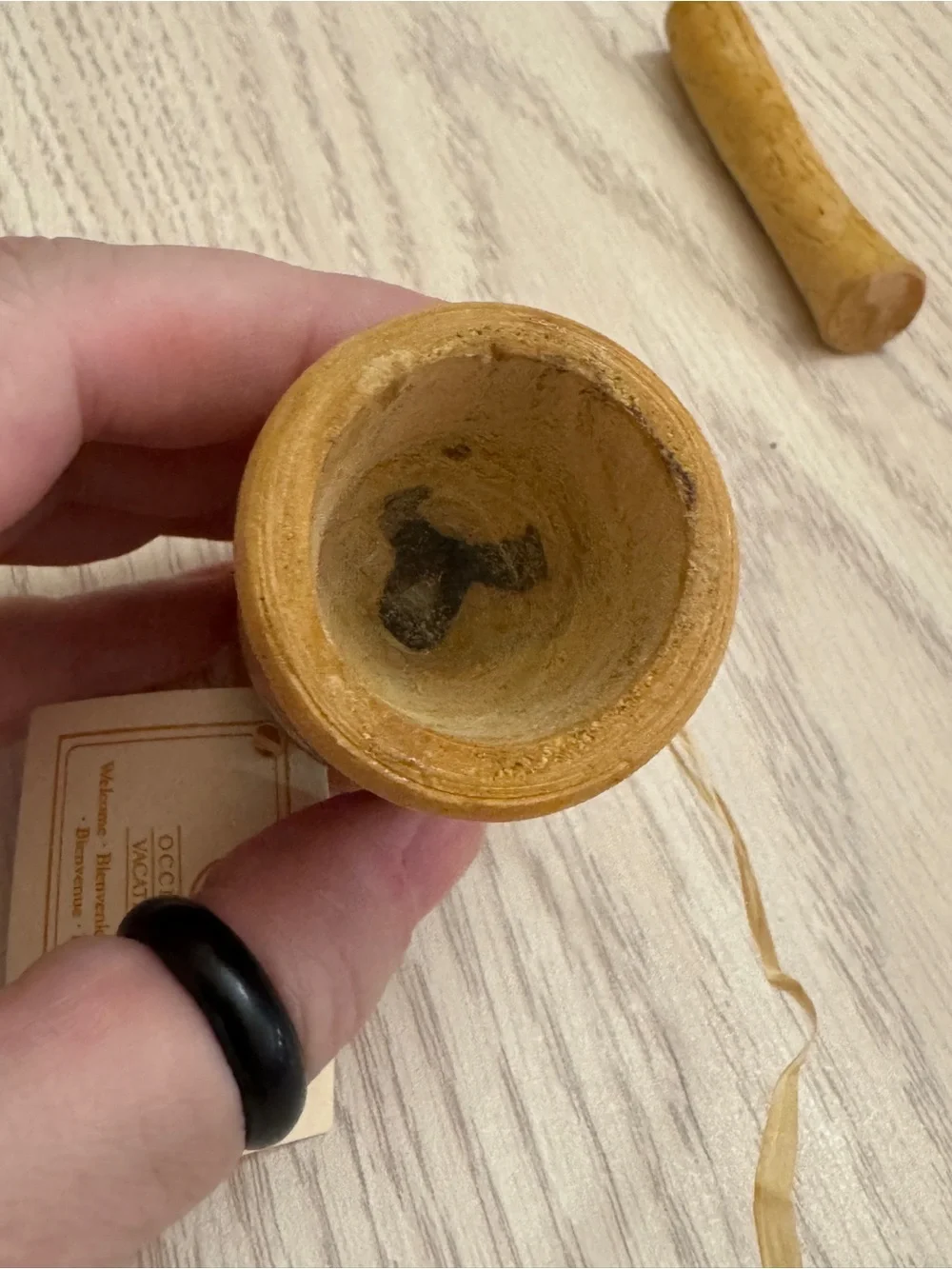 Boho Hand-Turned Mini Wood Mortar & Pestle Tropical Decor